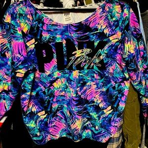 Victoria Secret PINK off the shoulder neon palm